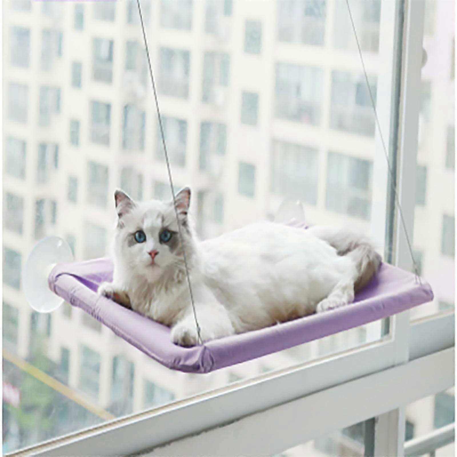 Pet Supplies Cat Hammock with Suction Cup, Four Seasons, Universal, Removable and Washable (Purple, Large)