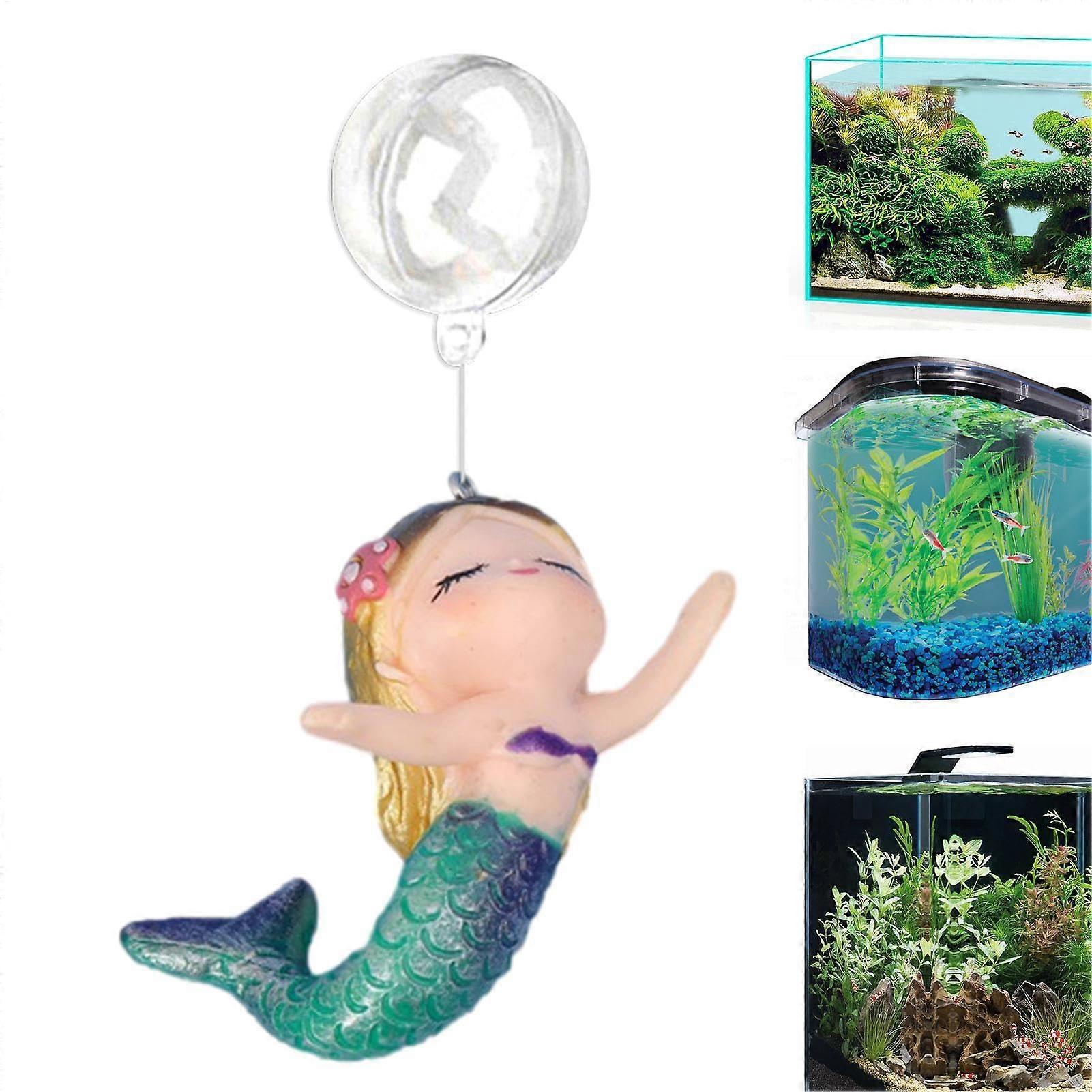 Mermaid Statue for Aquarium – Adjustable, Colorful Decoration Enhance Your Space Green Tail Siren