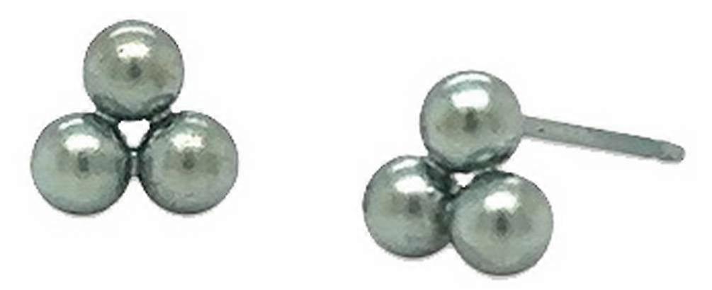 Ti2 Titanium Small Triple Bead Stud Earrings - Light Green