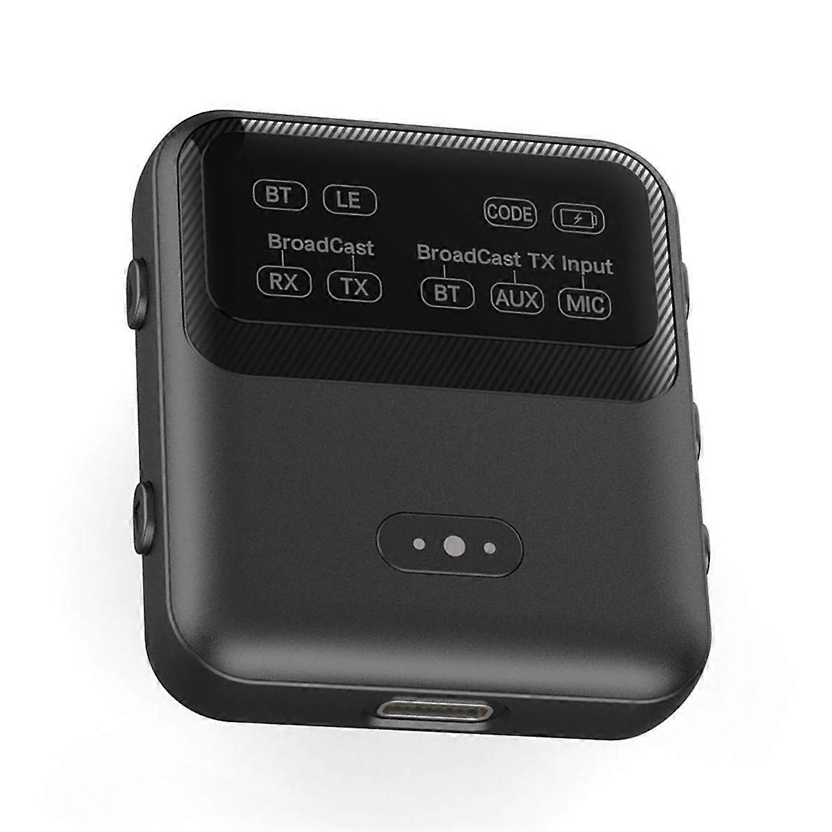 Bluetooth 5.4 Audio Transceiver Broadcast 1TX auf 100+ RX Geräte Clip-on LE Audio Adapter AAC/-AD/LC3 USB/AUX/MIC
