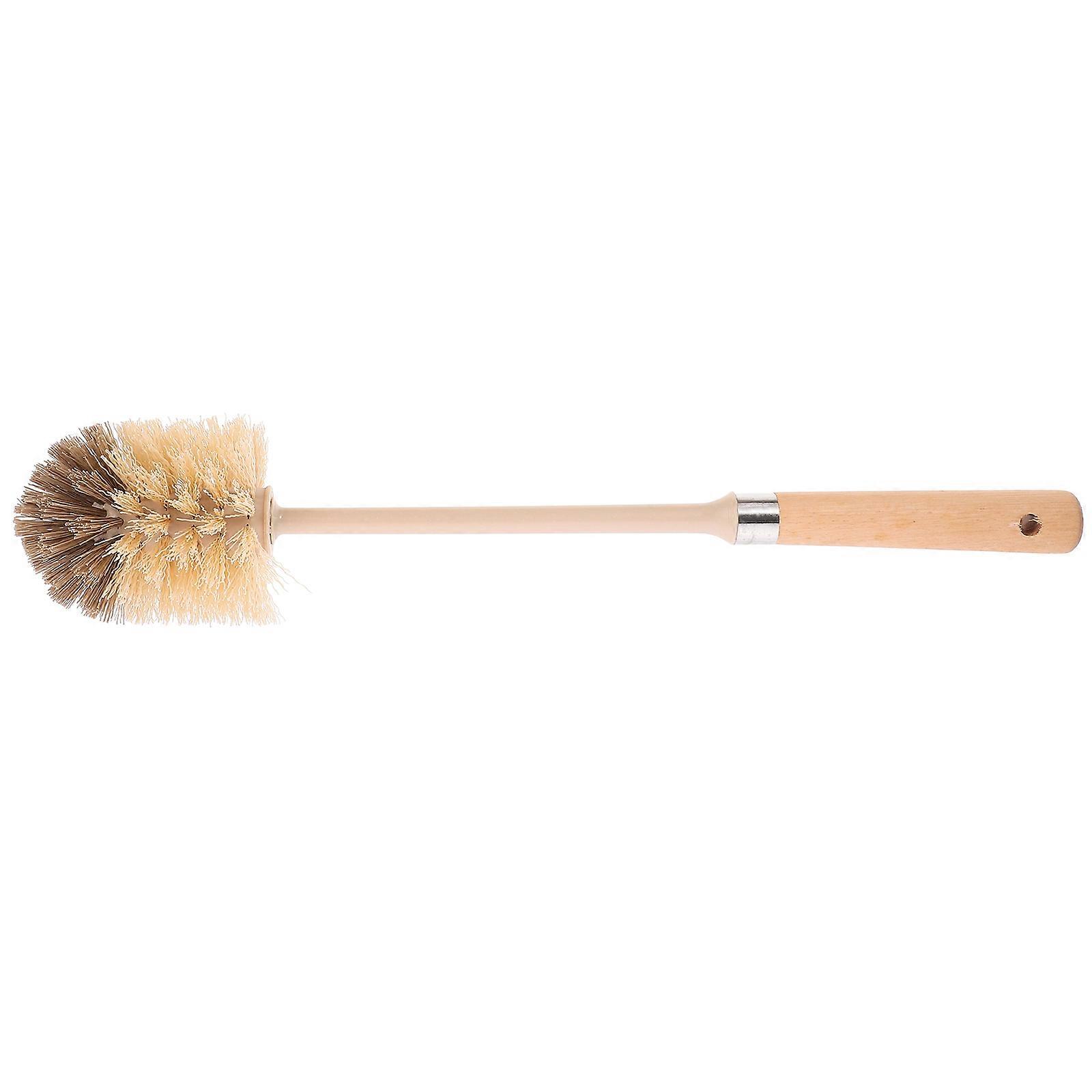 Efficient Deep Cleaning Toilet Brush with Long Wood Handle Soft Non Scratch Bristles for Bathroom and Public Restroom Use Compact Design Stain Removal
