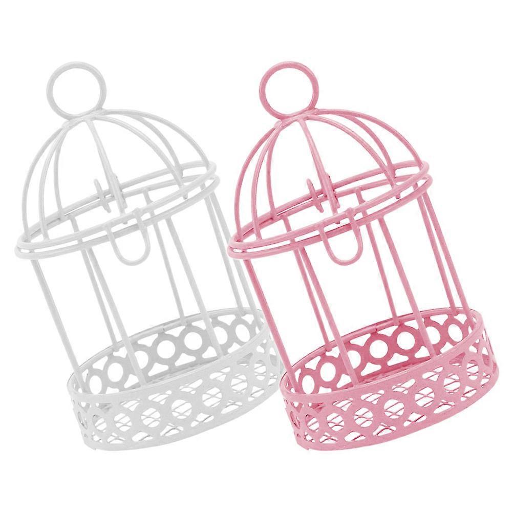 Ρετρό μίνι Birdcage δημιουργική επιτραπέζια διακόσμηση αποθήκευσης για το σίδερο γάμων 2Pcs