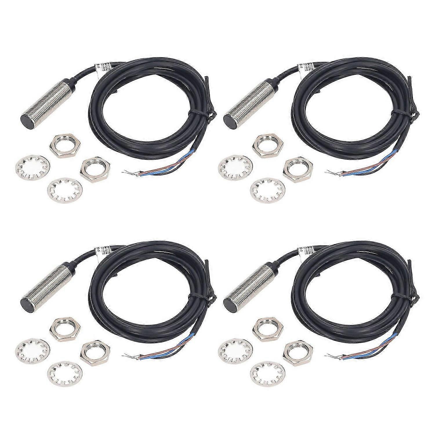4 Set Inductive Proximity Switch 12mm Dia NPN DC 3 Wire NC Contact Proximity Switch 636VDC 2mm Measuring Range