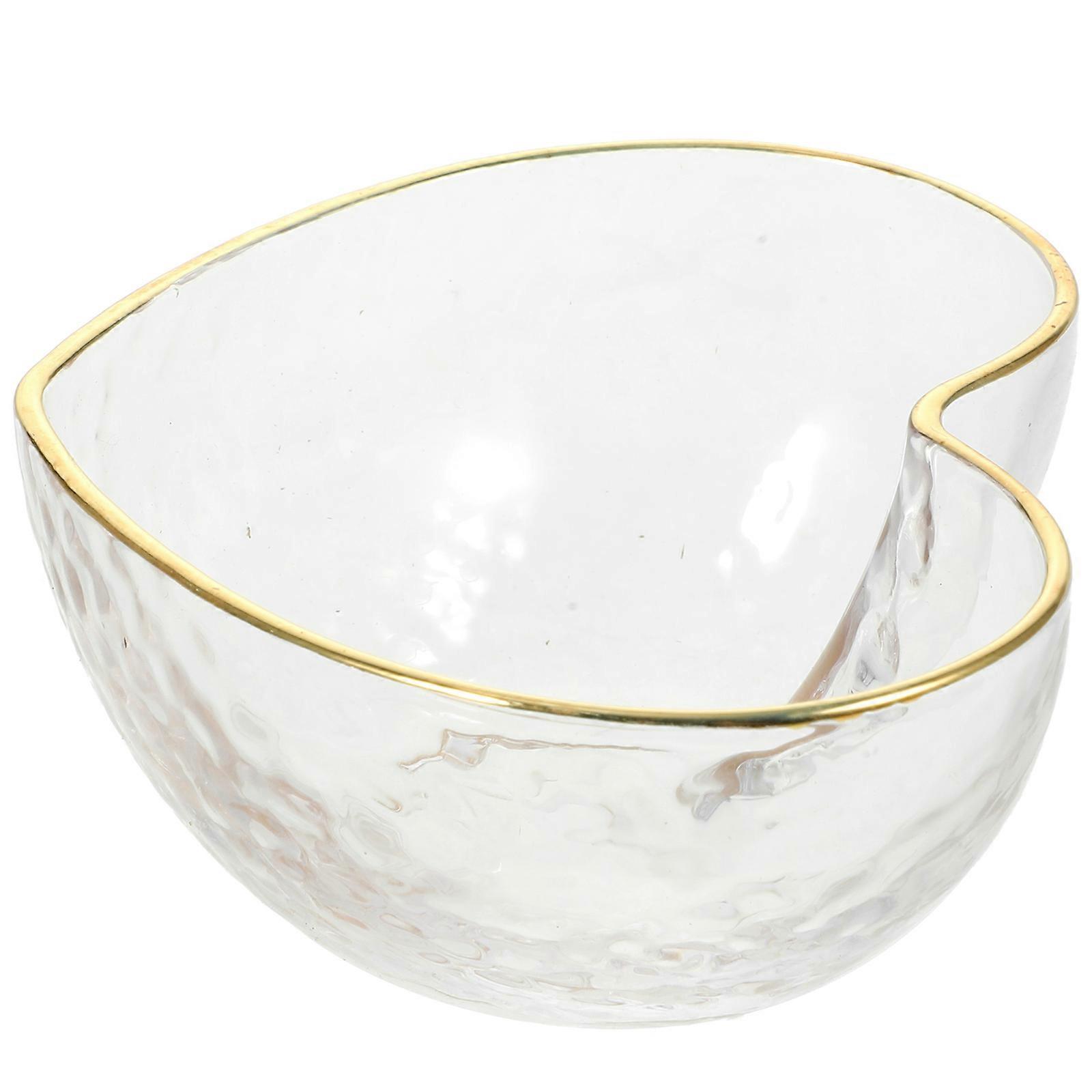 Elegant Glass Heart Bowl with Golden Trim for Desserts, Salads, Snacks, and Fruits – Perfect for Weddings, Parties, and Gatherings