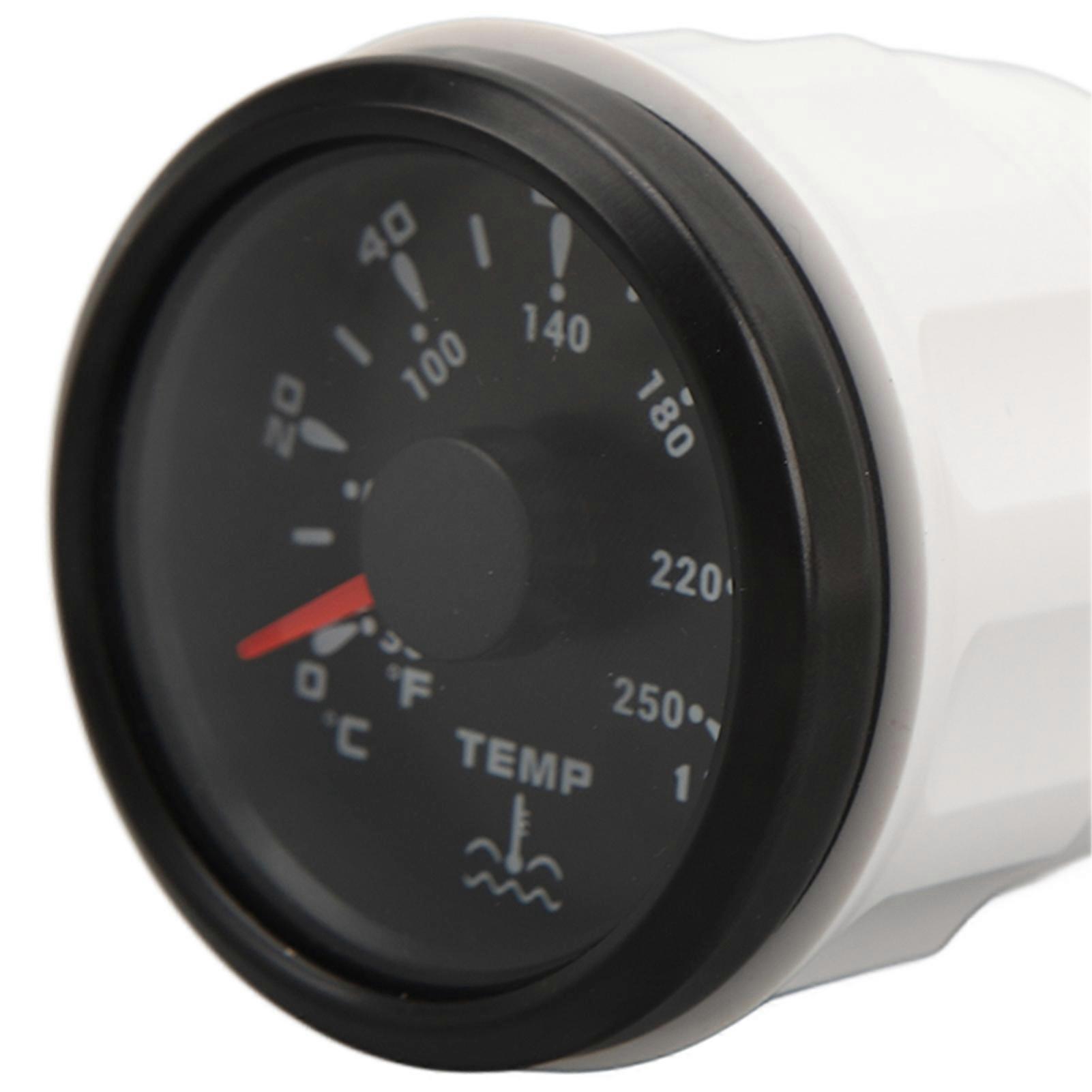 Water Temperature Gauge DC9‑32V Black Dial Bezel Celsius Fahrenheit 52MM Water Temp Gauge With Backlight for Boats