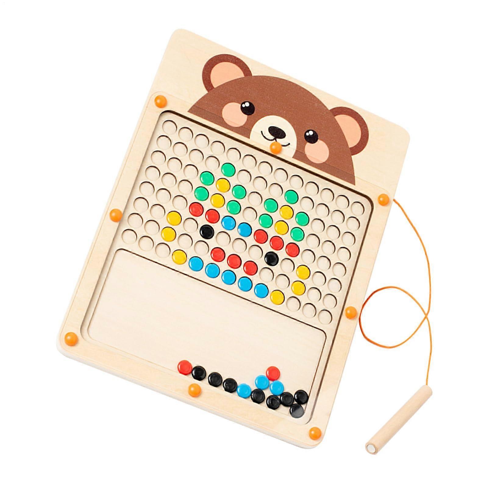 Magnetic Puzzle Drawing Board for Toddlers - Wooden Learning Toy With Magnetic Dots, Large Size