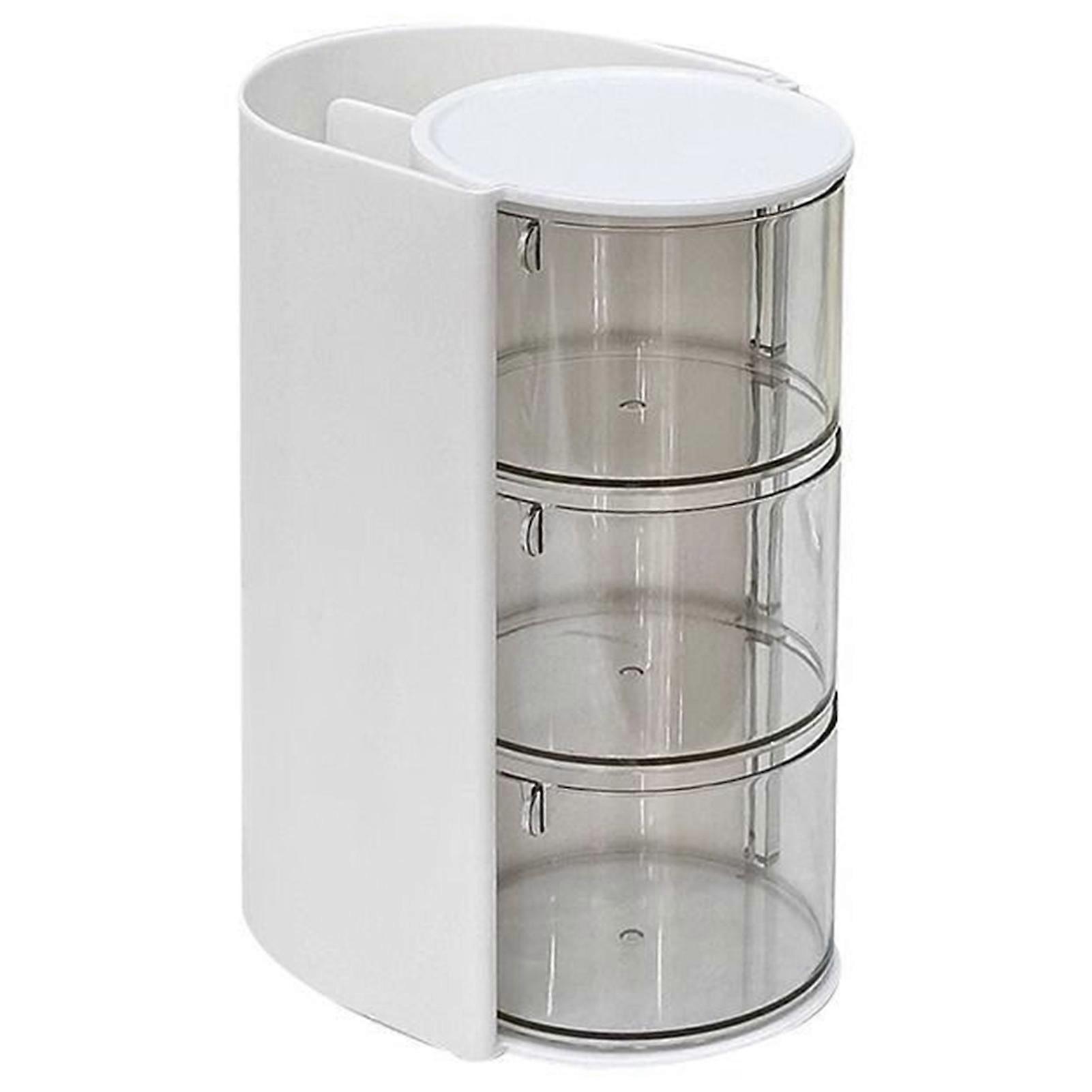 Clear Acrylic Makeup Display Case Rotating Space-Saving Versatile Desktop Organiser Modern Bathroom Countertop