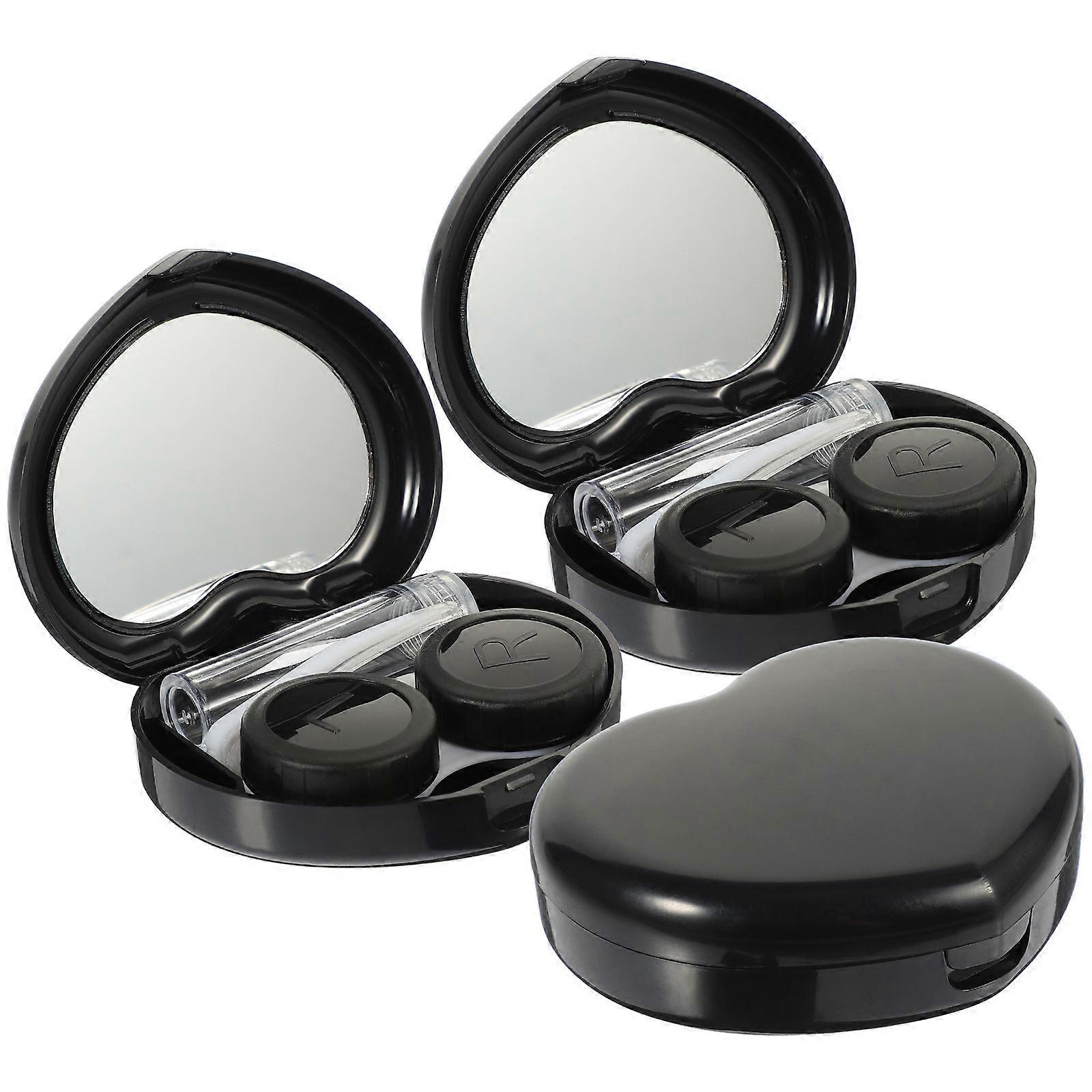 Travel Mirror Rectangular PP Material Contacts Lens Case Outdoor Use Daily Use 3 Sets