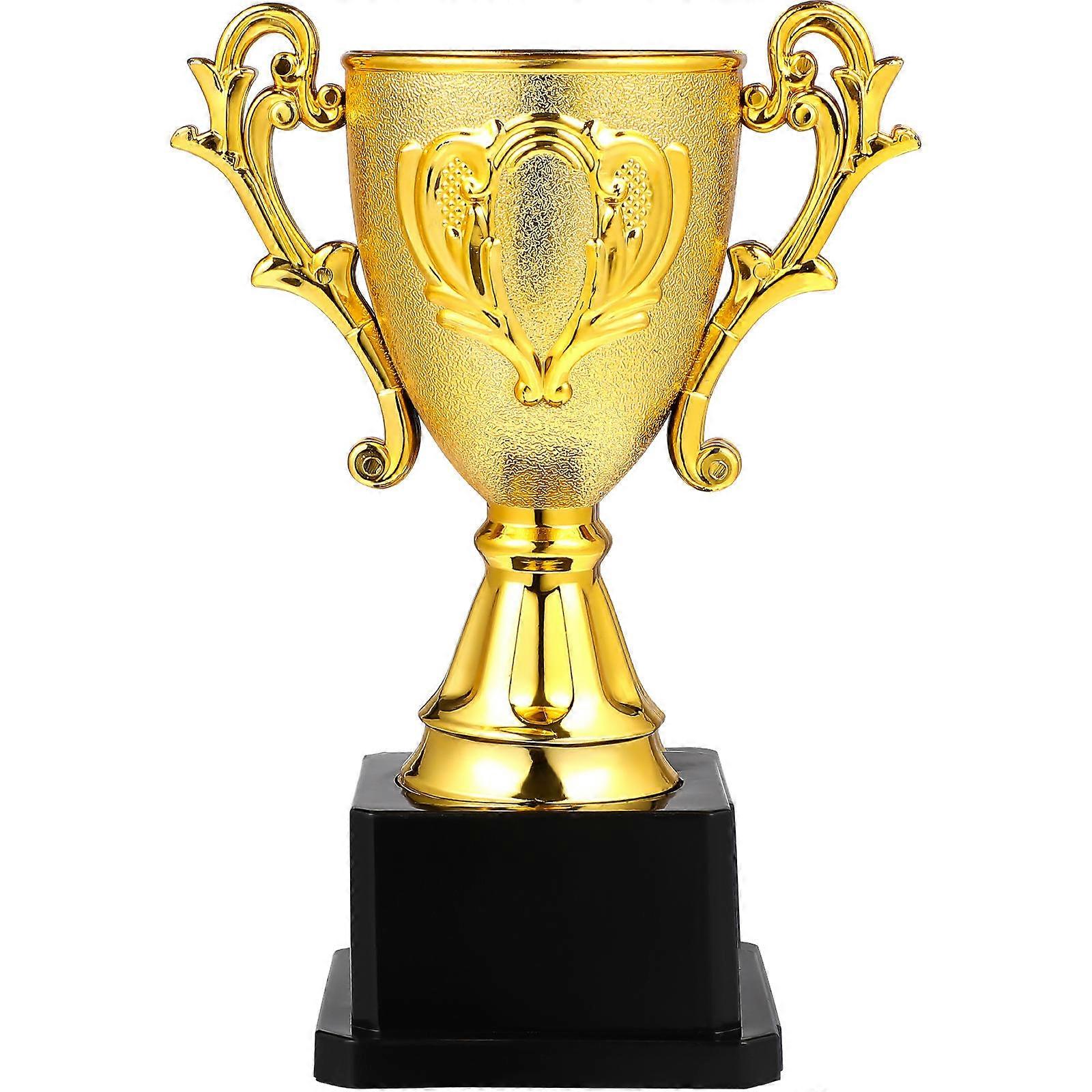 Small Trophy Award Cup Shape Plastic Toy with Base for Kindergarten School Competitions 1Pcs