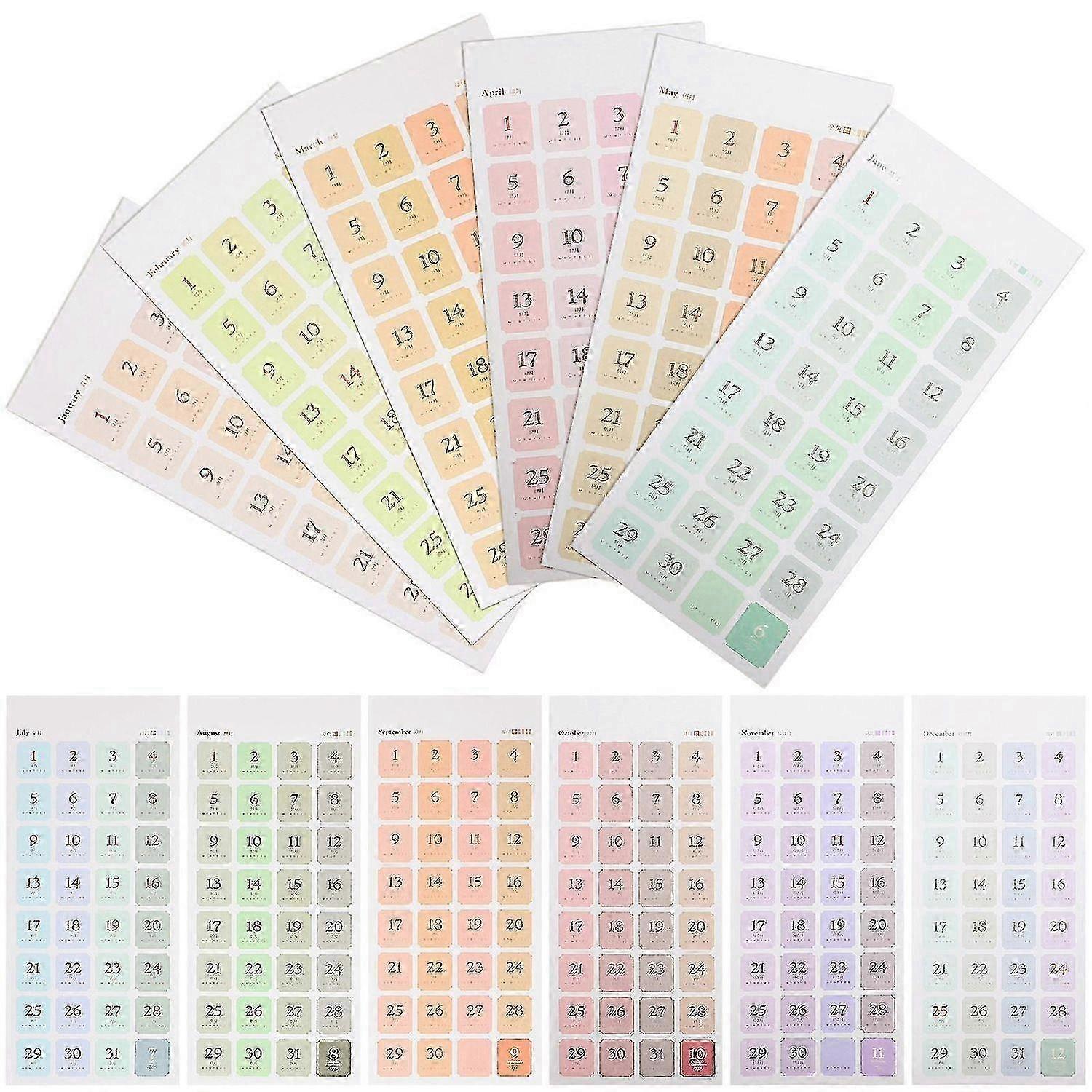 Portable Calendar Stickers - 12 Sheets of Multi-Function Planner Tabs for Household Organization & Book Marking