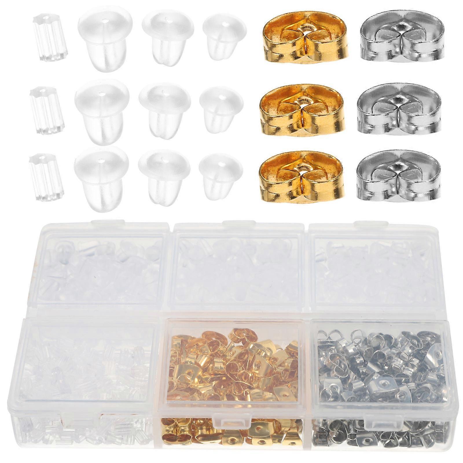 Transparent Silicone Earring Backs for Studs , Sturdy Design, Deformation Resistant Includes Compartment Box for DIY Jewelry Making Supplies