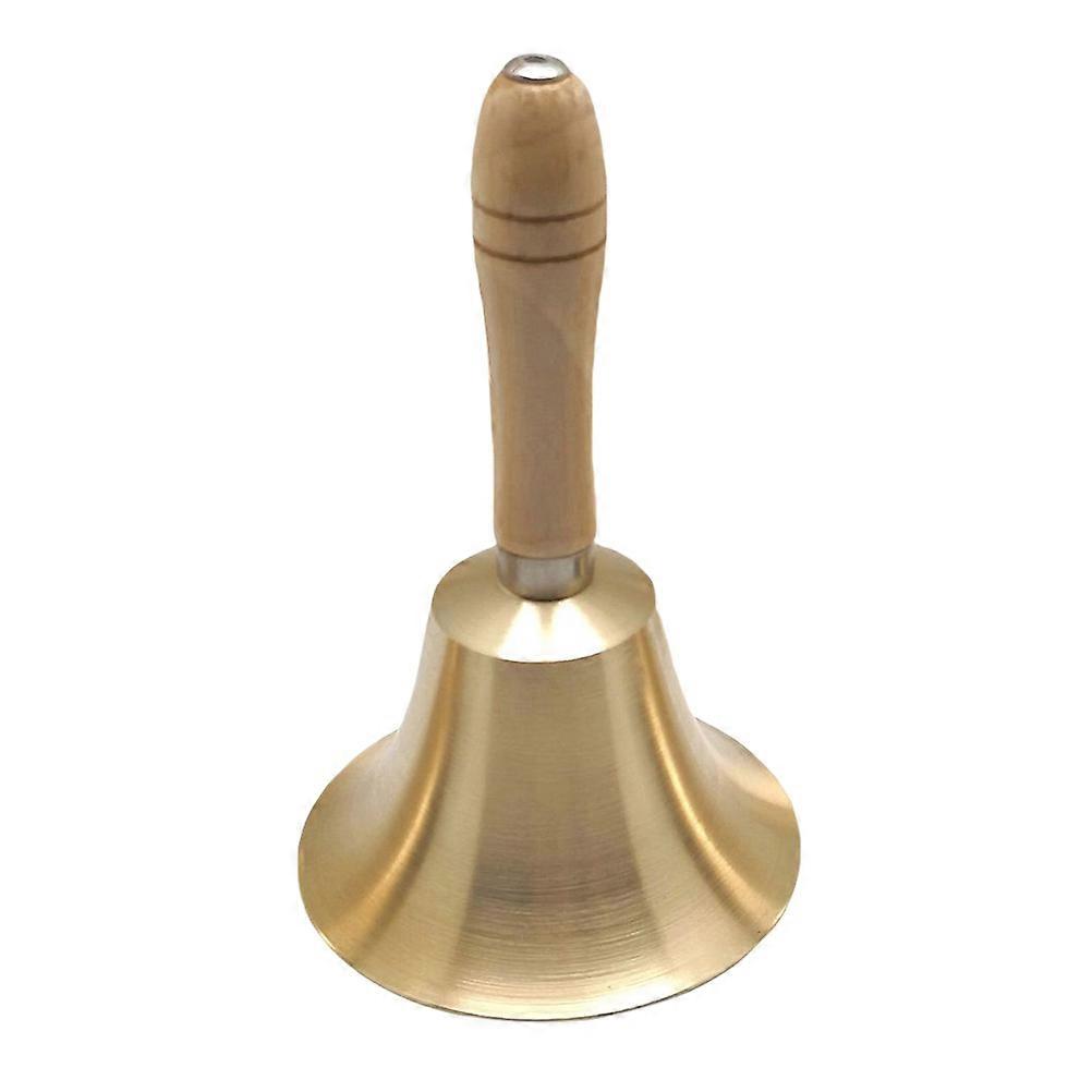 Wood Handle Bell Copper Rattle Bell For Christmas Party School 6 5cm In Diameter Attention Grabber 1Pack