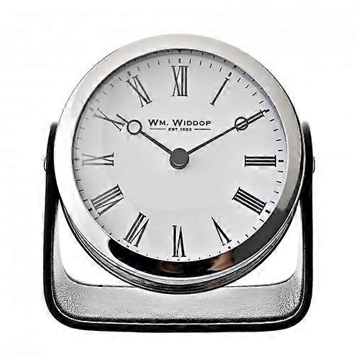 Pendule de cheminée en argent sur pied Wm. Widdop
