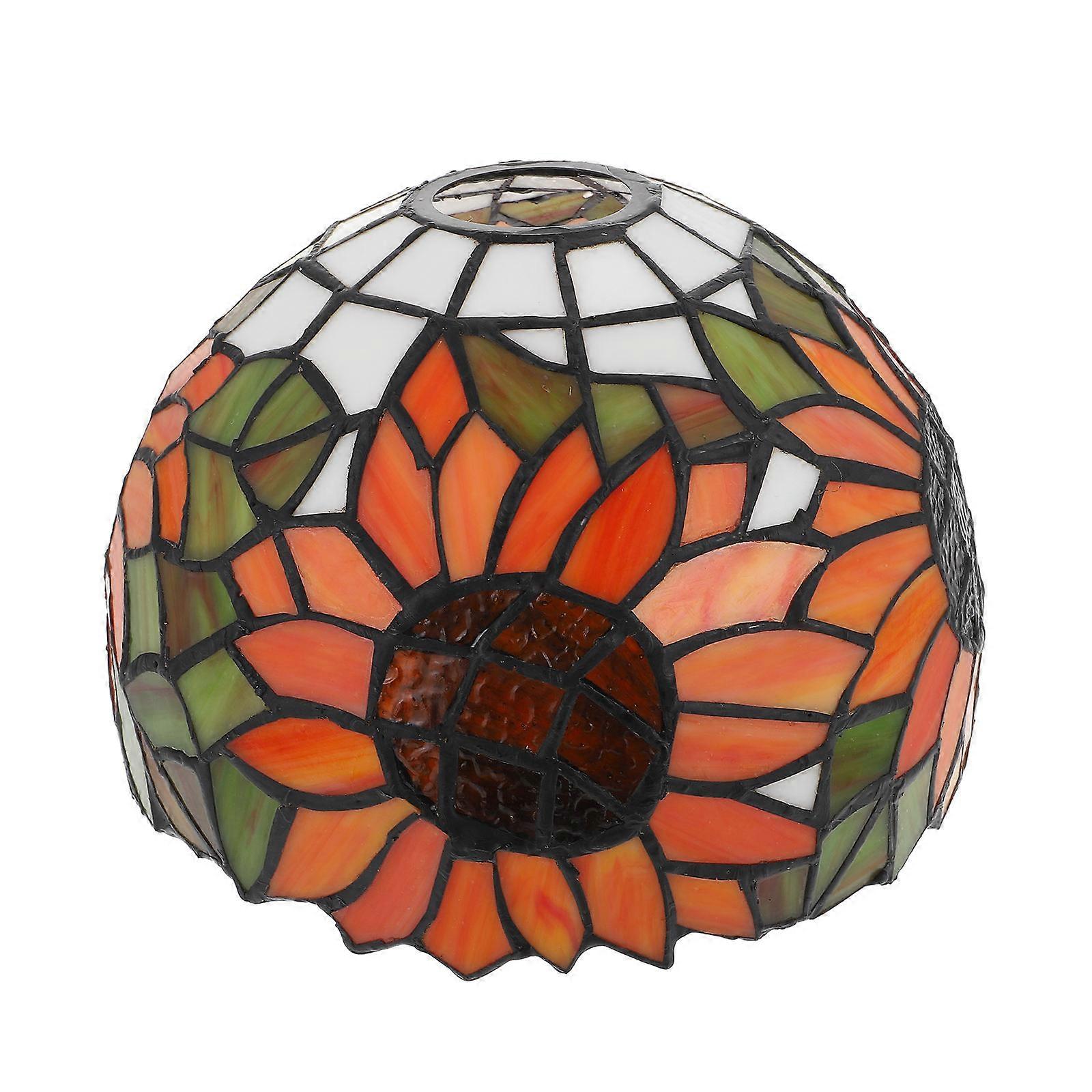 Handmade Colored Glass Lampshade with Sunflower Design for Ceiling Light, Warm Decorative Light Shade Accessory for Central Hanging Lamp