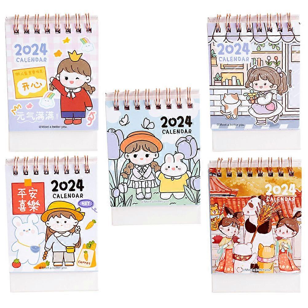 Mini Desk Calendar 2024 Monthly Desktop Calendar Simple Style Home Decoration Office Use Small 5Pcs