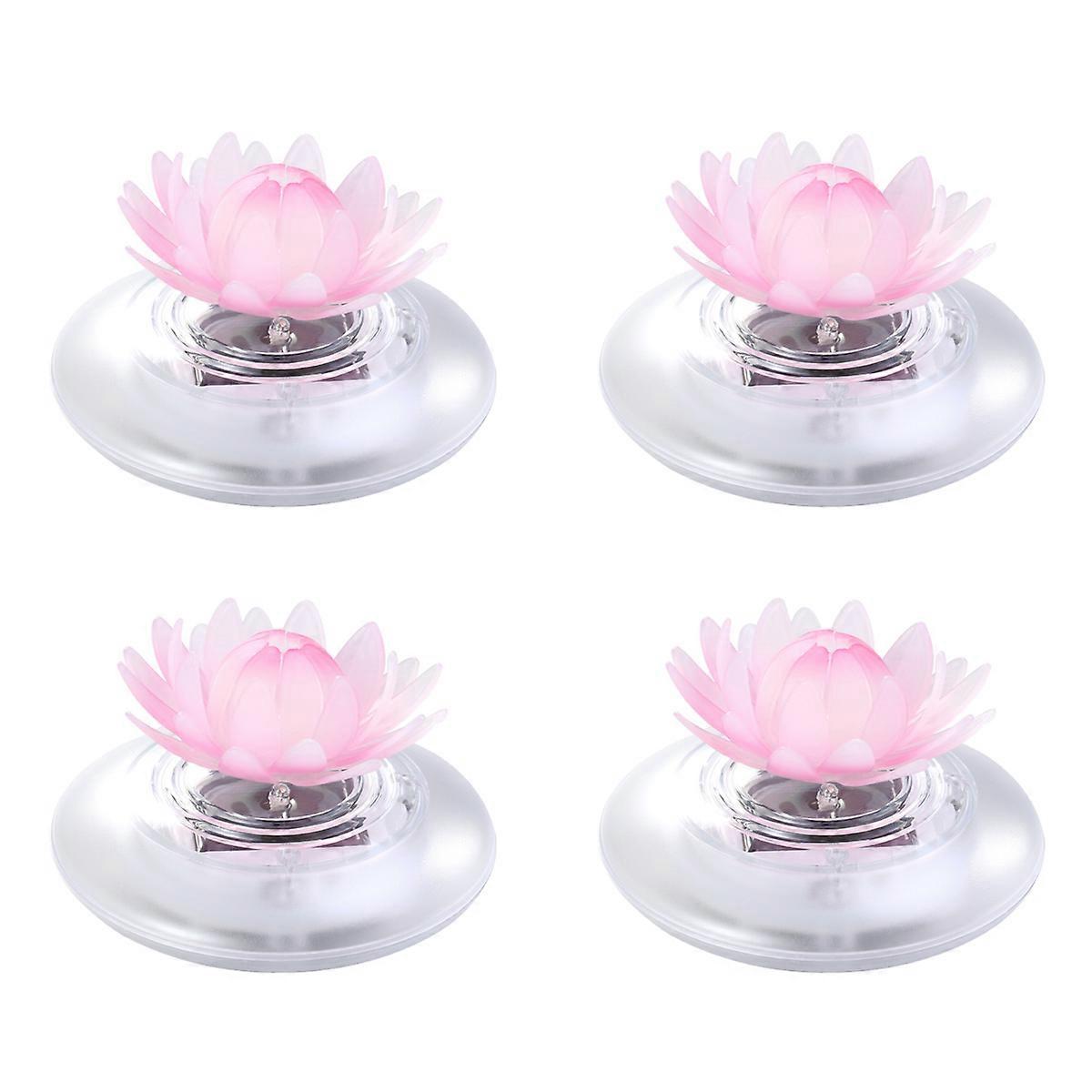 Outdoor Pond Lights Solar Floating Light Lotus Shape Automatically Changes Waterproof 4Set