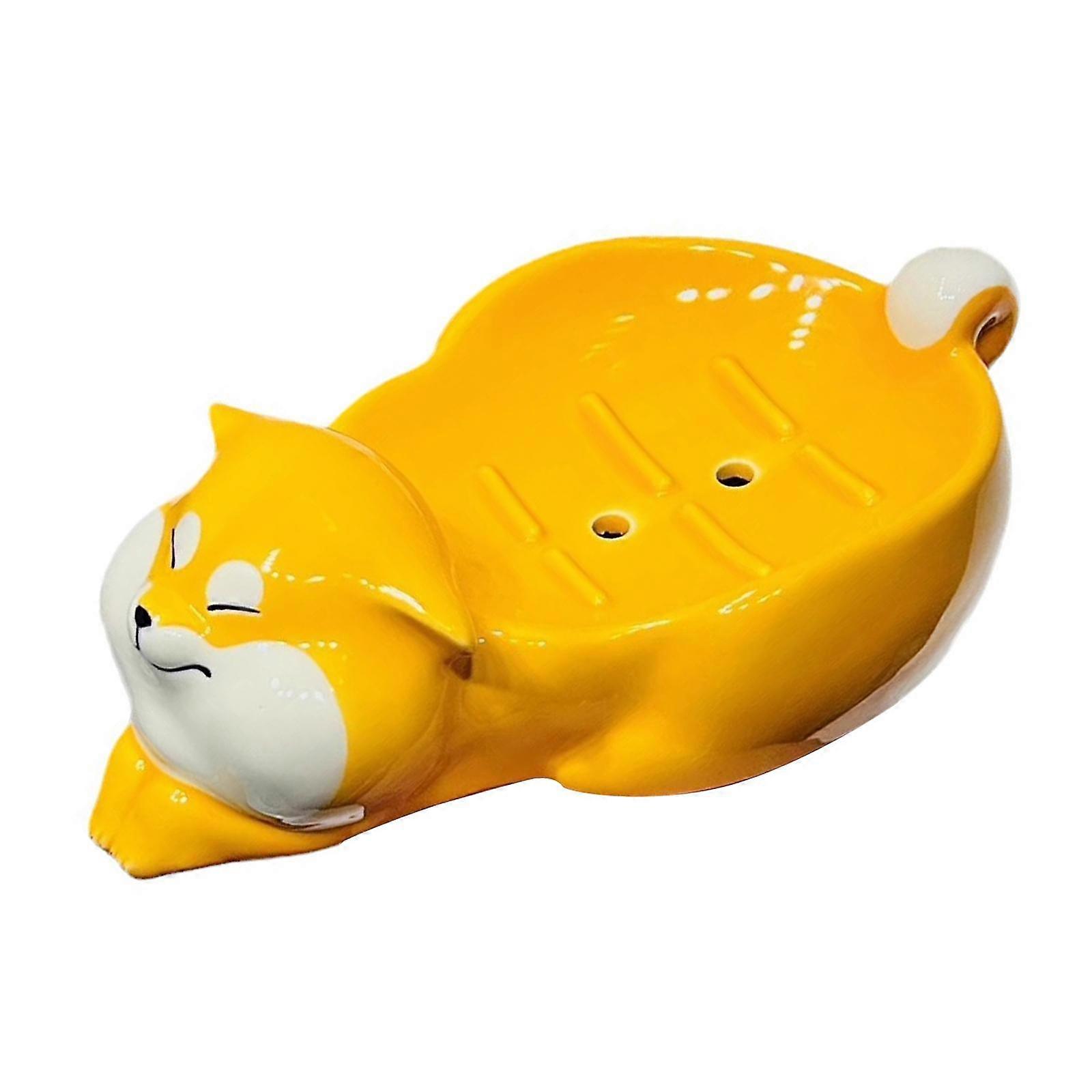 Soap Dish Container Cute Storage Box Drainable Ceramic for Home Sink Bathtub