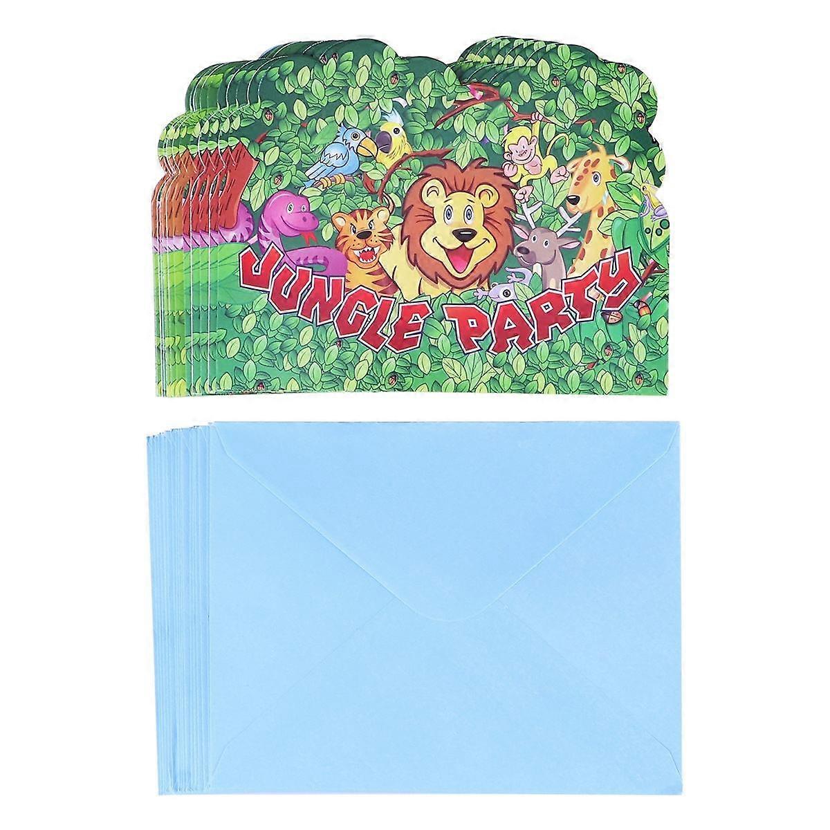 Cartoon Design Jungle Party Decorations Animal Invitation Card for Kids Graduation Invitations 22 x 11 x 0.1cm 18Pack