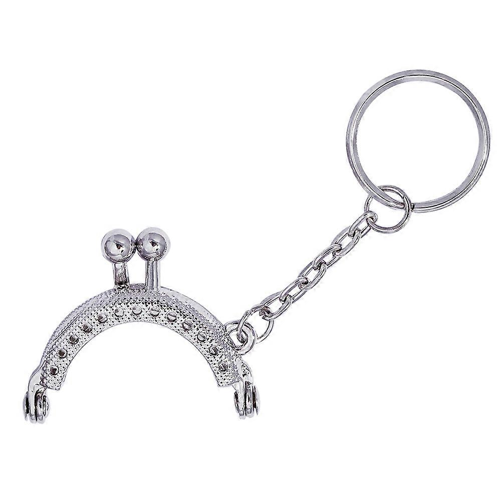 5cm Replacement Clutch Bag Frame 1 Set DIY Handbag Clasp Lock Key Chains Metal Purse Frame Handle Accessories Silver