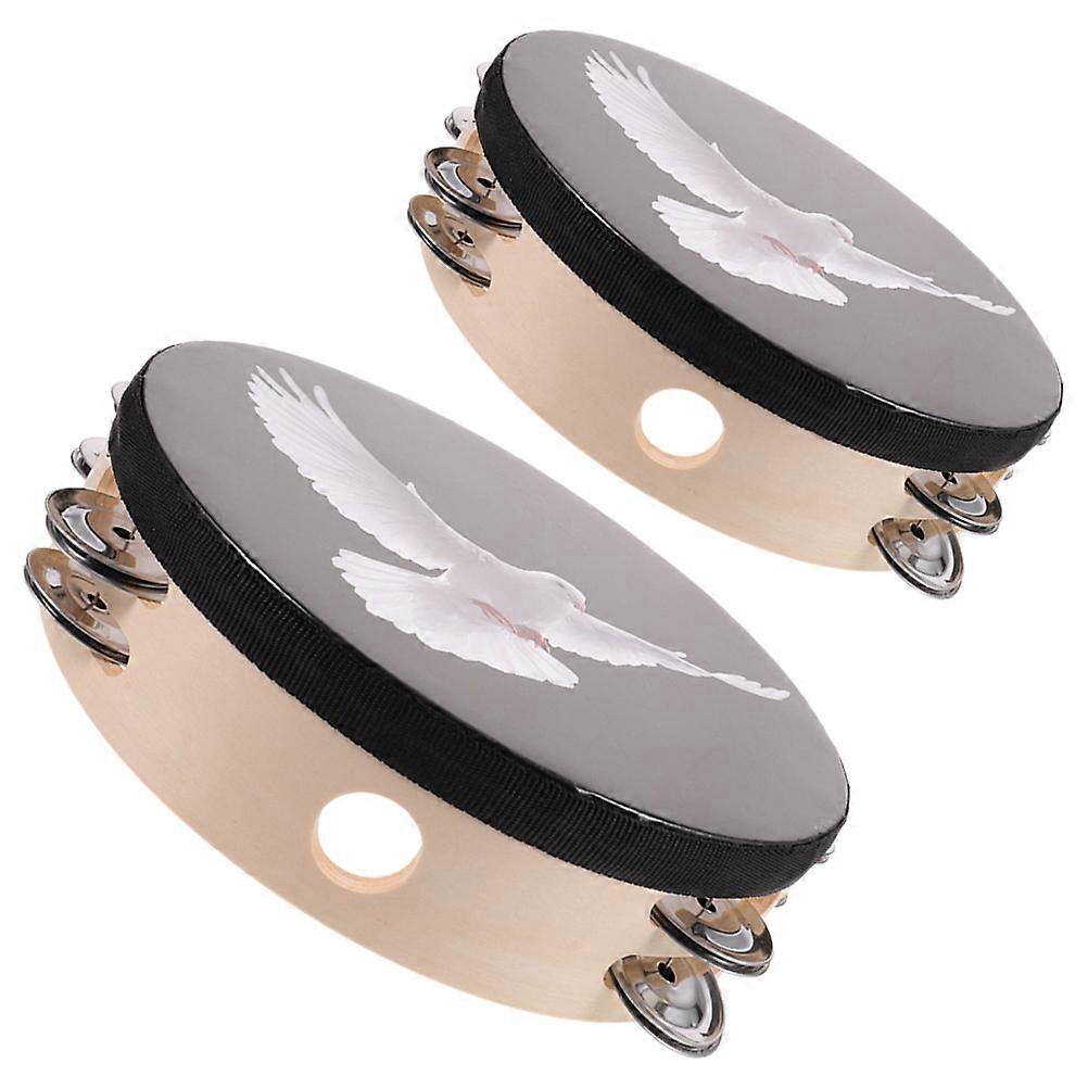 Musical Rhythm Tambourine 2Pcs Handheld Percussion Instrument Ideal For Everyday Play With Black Finish