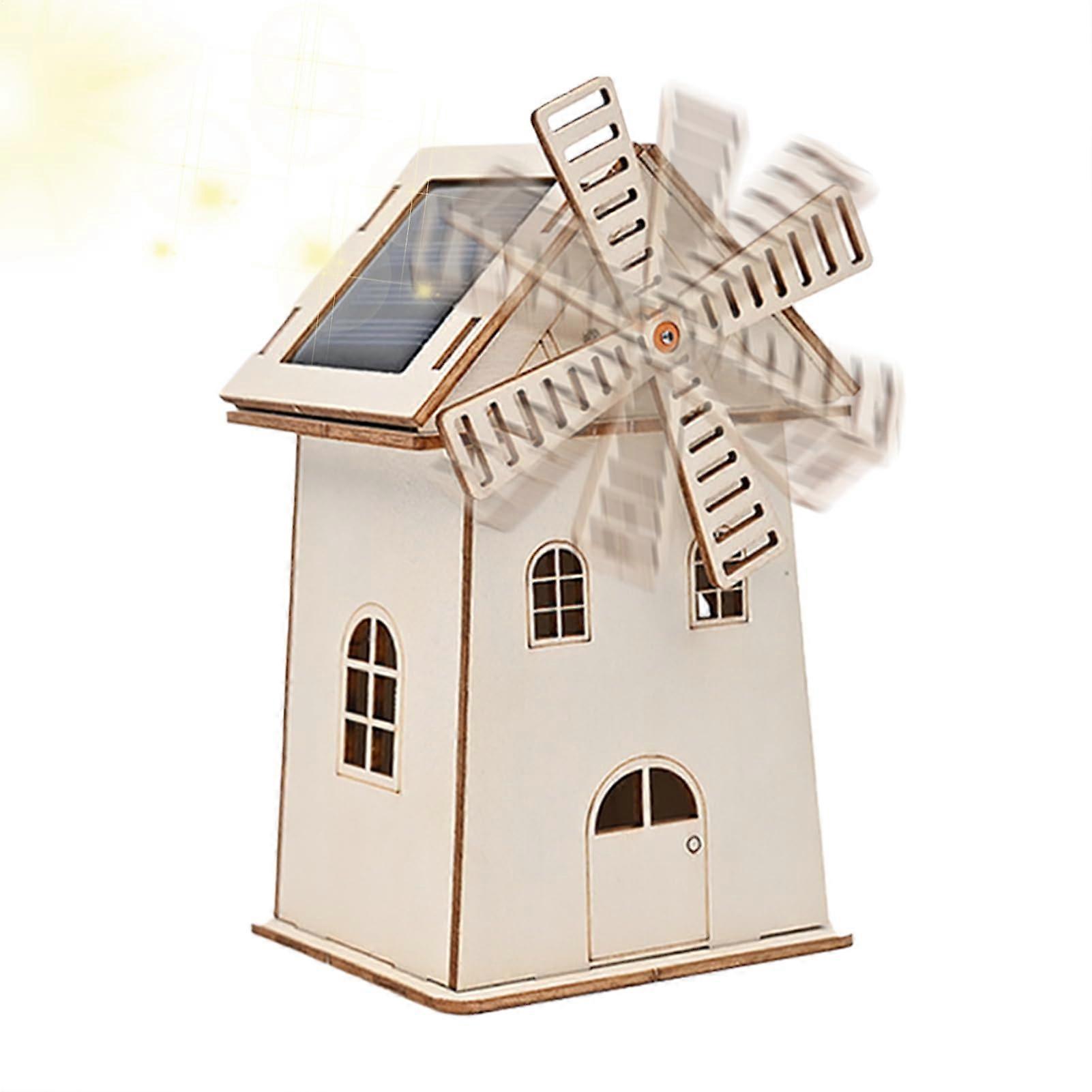 Solar Windmill Model Kit - Educational Craft Model for Science Projects, Solar Energy Model, Vintage Windmill Decoration, Creative Learning Toy