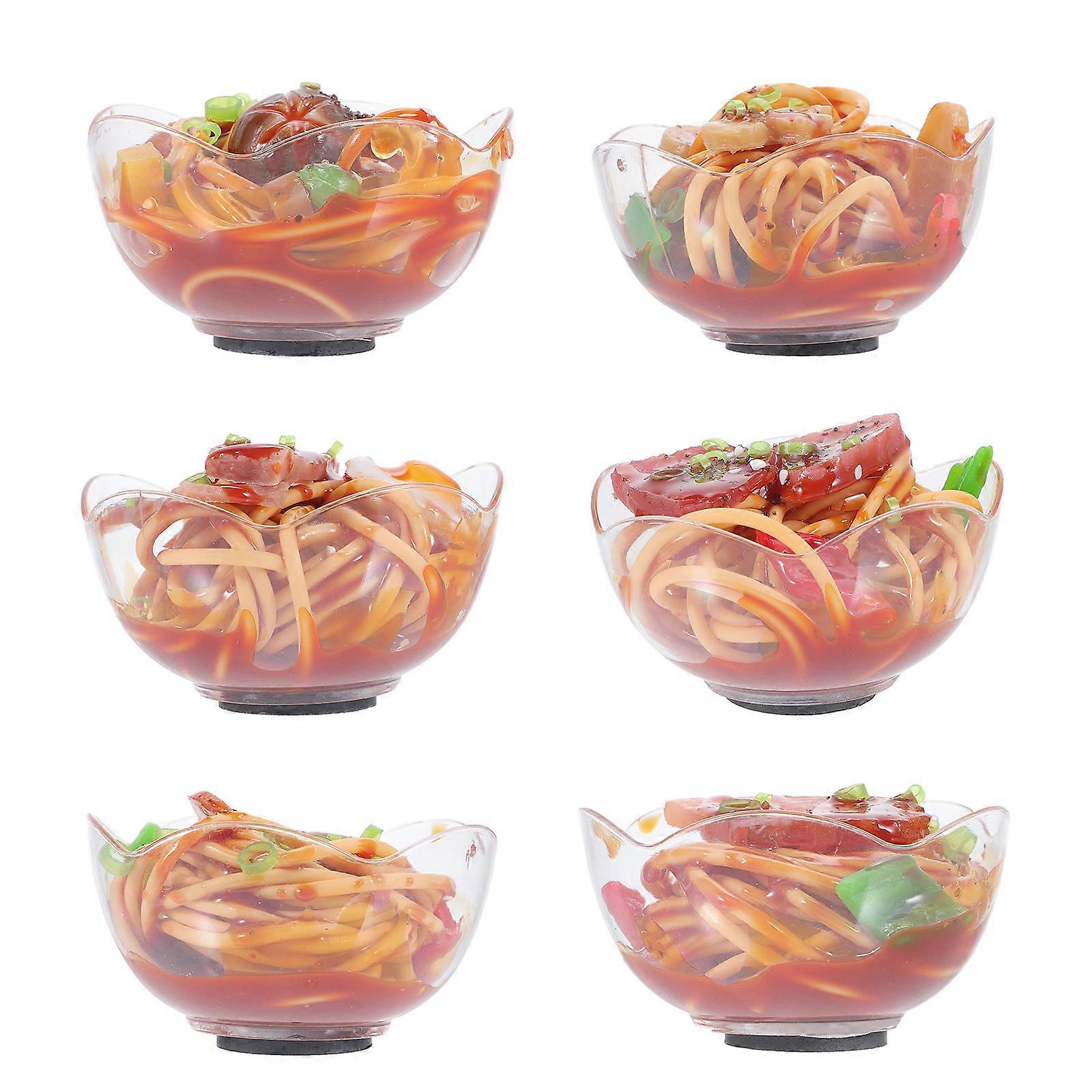 Artificial Food Props Education Fake Noodle Model Home Decoration Assorted Color 2.6×2.6×1.6in PVC 6Pcs