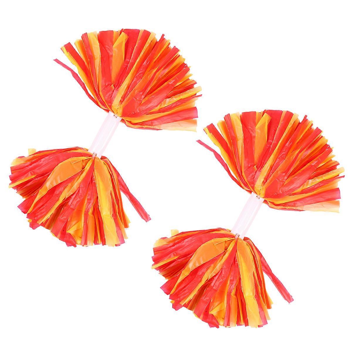 Cheering Poms 1 Pair Designed For High School Students To Use During Competitive Races In Vibrant Red And Yellow Colors