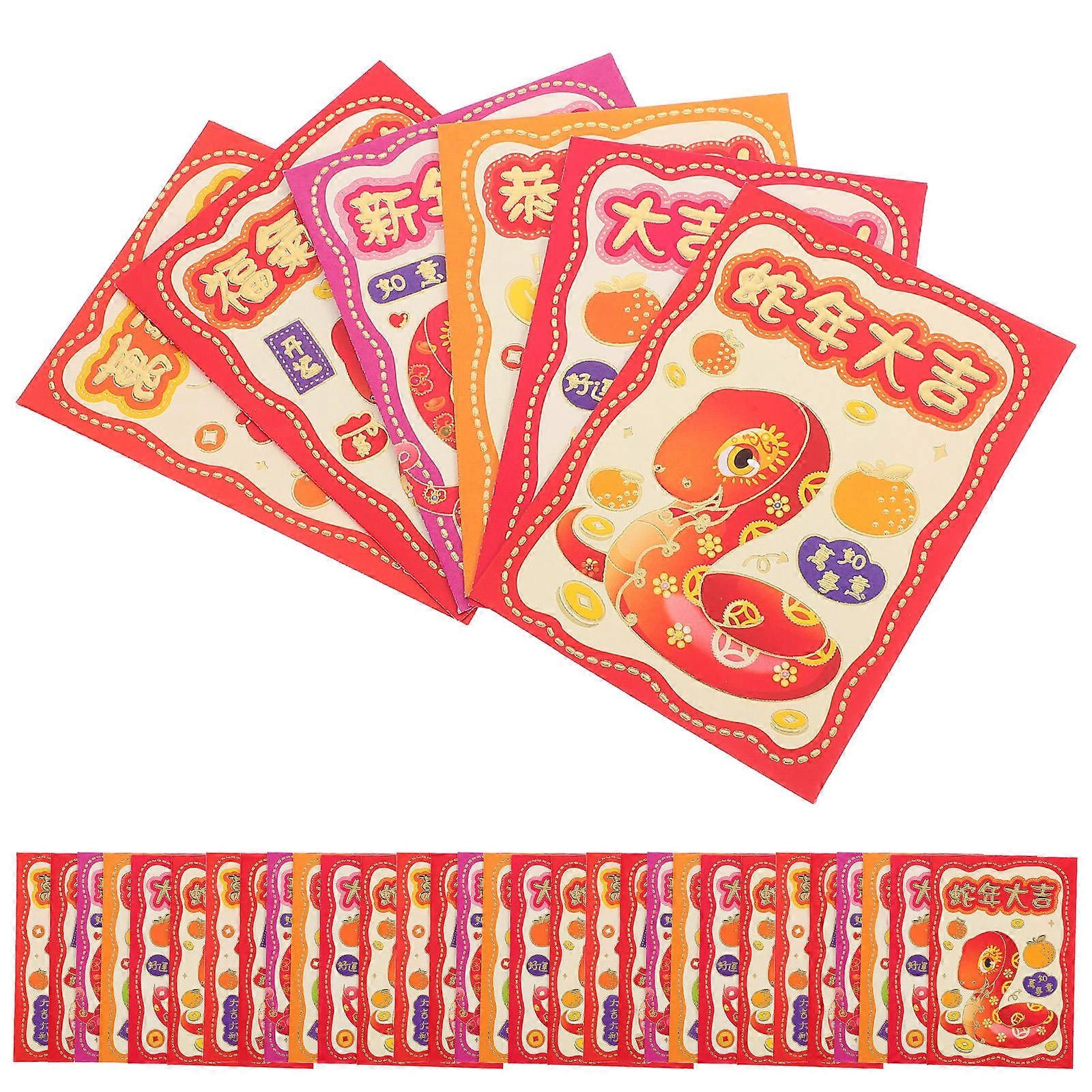 36Pcs Red Money Envelopes For Spring Festival Celebrations Featuring Elegant Design And Blessing Symbol 11.50X8.10X0.10Cm