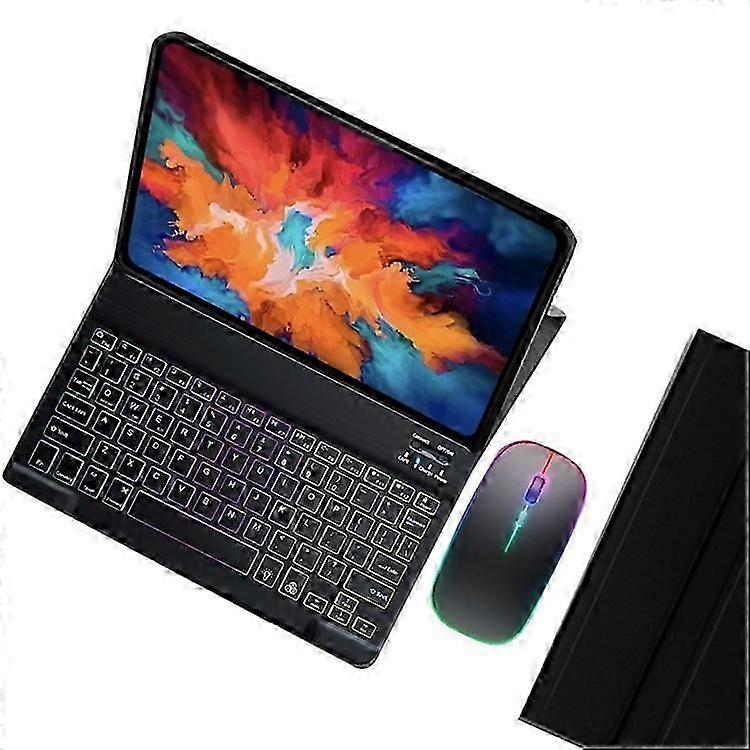 متوافق مع Lenovo Tab P11 TB-J606F / L Backlight 2 في 1 بلوتوث لوحة مفاتيح القرص الوقية الحامل مع الماوس
