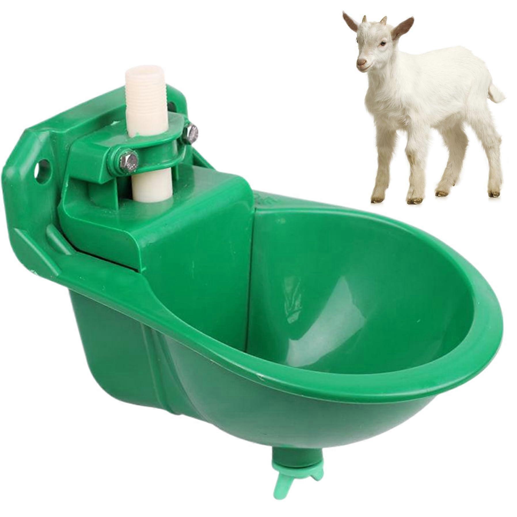 capacity automatic goat waterer with valve, 9x7x7 plastic water trough for sheep, goats, dogs