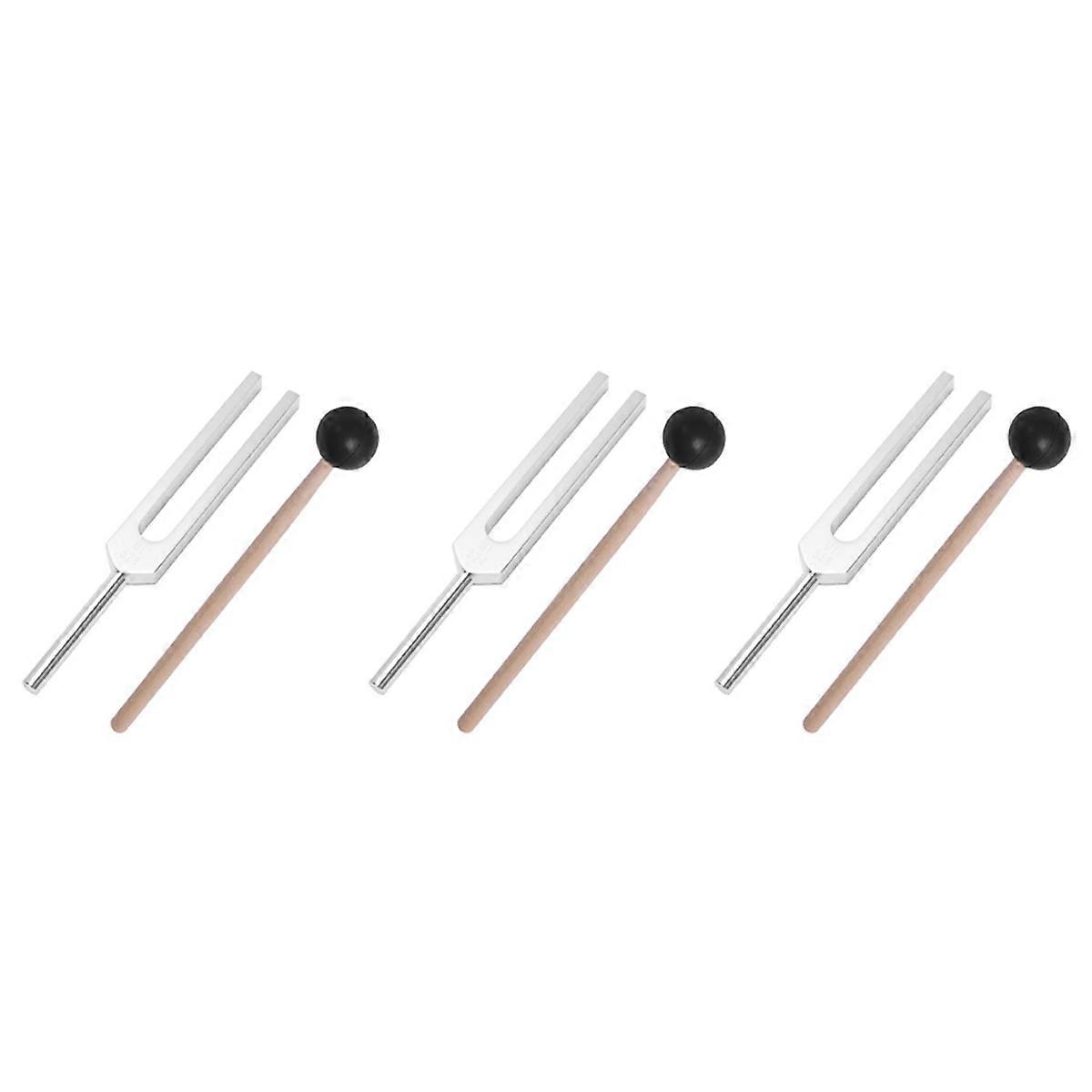 3X Aluminum Alloy + Wood Tuning Fork Chakra Hammer Ball Diagnostic 528HZ with Mallet Set Nervous Sys