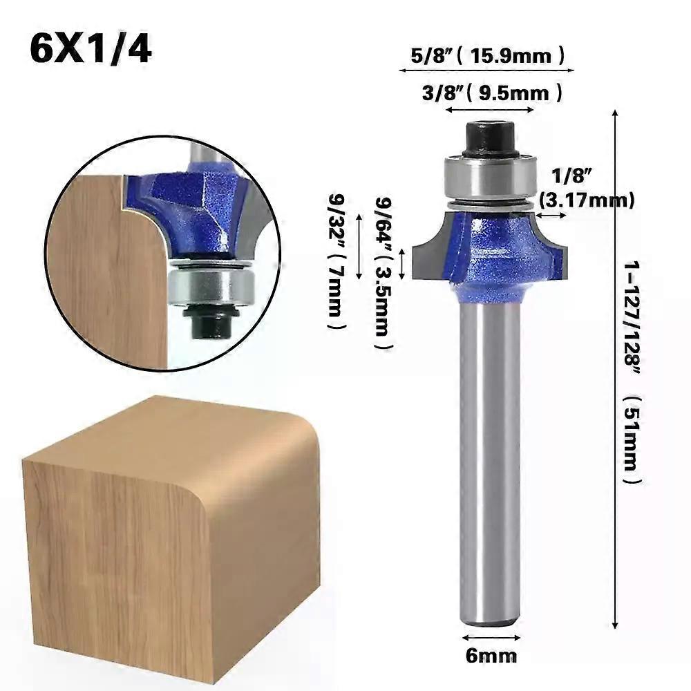 6mm Corner Round Professional level Over Router Bit with Bearing Milling Cutter for Wood Woodworking Tool Tungsten Carbide