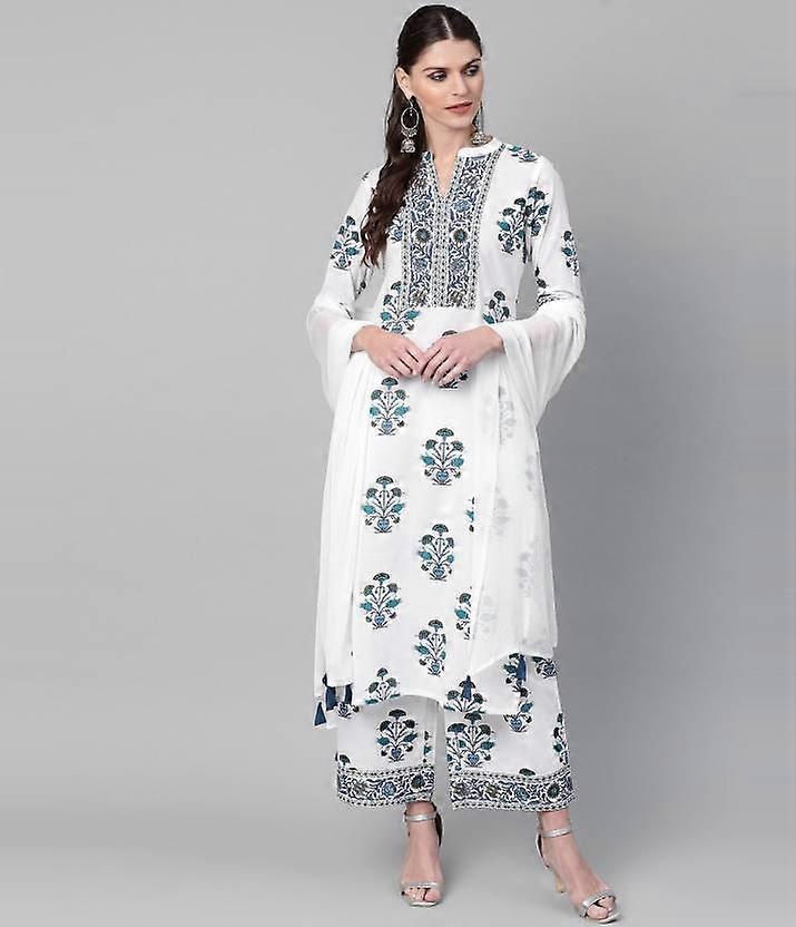 Indian Cotton Kurta Dress For Women - Bollywood Designer Ethnic Tunic, 52" Length, 3/4 Sleeves, Handmade Kurti - View #8