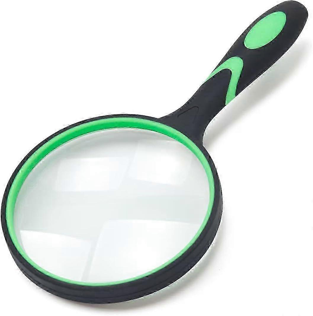5X Magnifying Glass with 100mm Real Glass Lens - Large Handheld for Hobbies, Science & (Green)