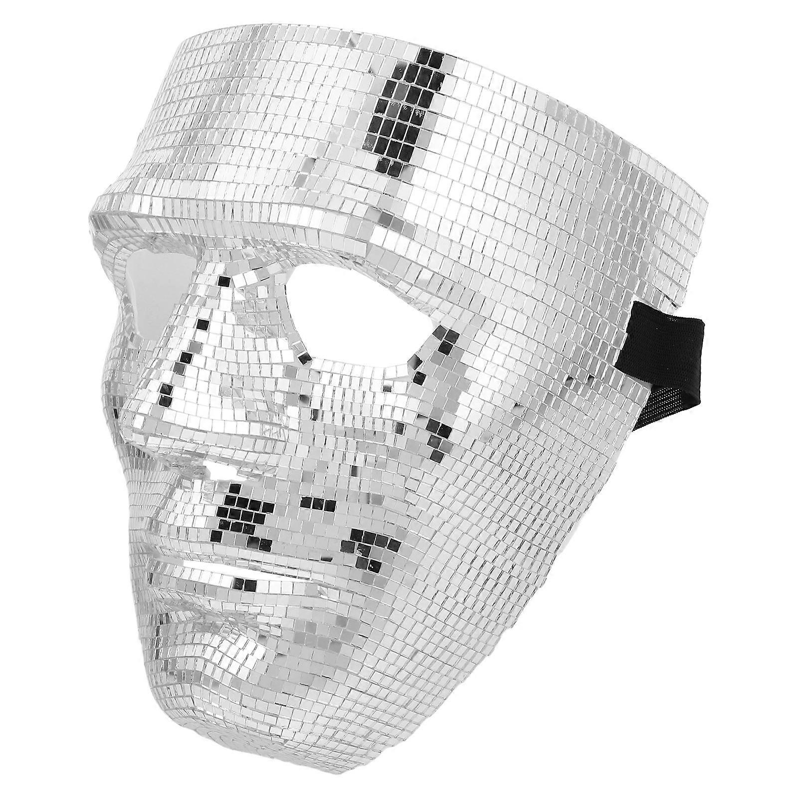 Reflective Surface Glitter Face Mask for Prom Halloween Party Adjustable Strap 1Set