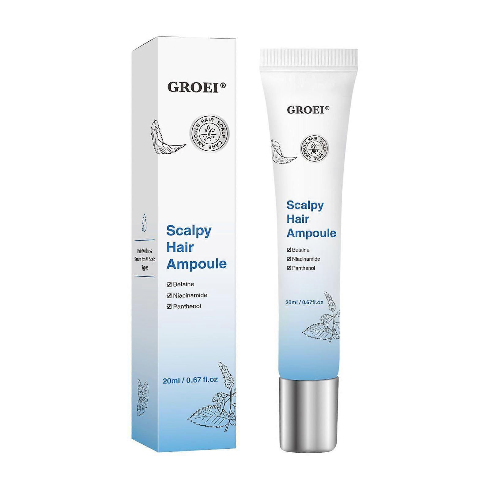 Scalp Cooling Hair Ampoule, Scalp Serum & Hair Growth Serum for Men & Women Top-of-Head Protector with Roller, Non-Greasy, Improves Shine & Cleans, 2