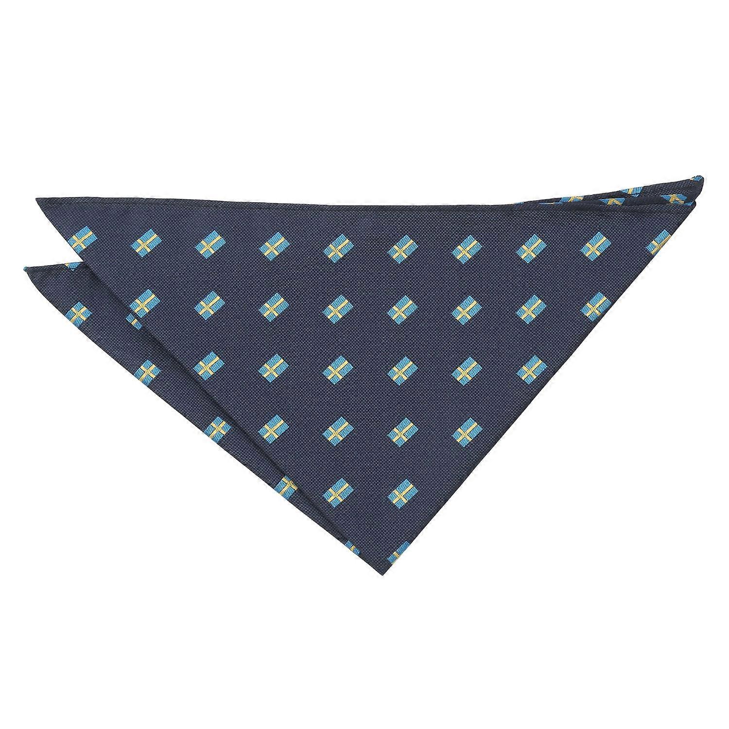 Navy Blue Swedish Flag Embroidered Pocket Square