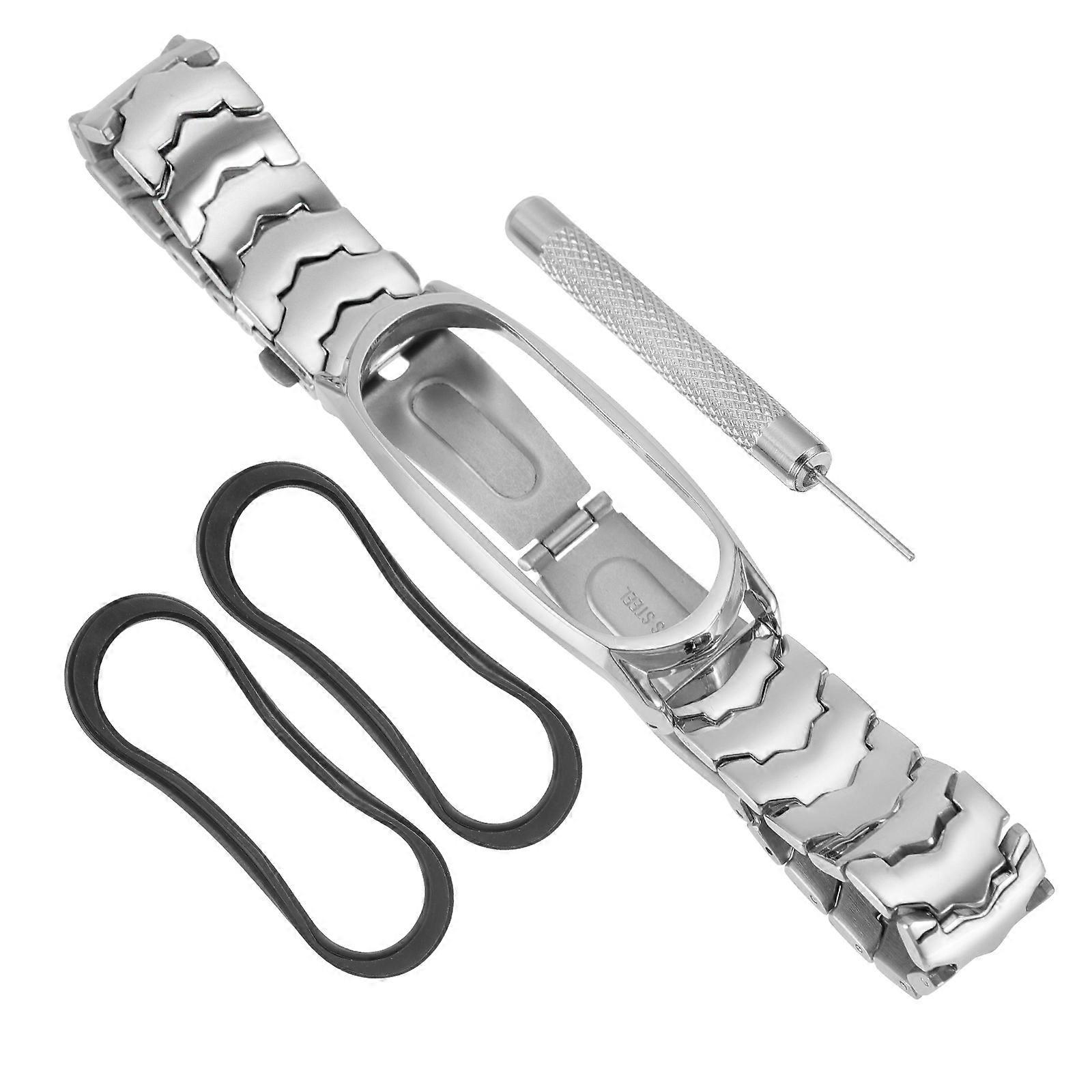 Stylish Silver Metal Strap For Smart Band Suitable For Men Women Everyday Use Strong And Durable 1Set