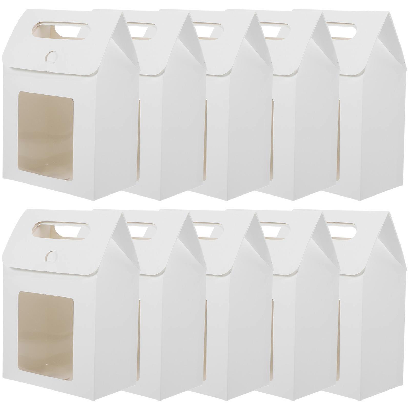 White Paper Gift Bags with Window for Bakery Treats and Storage Use Suitable for Cakes Cookies 10pcs