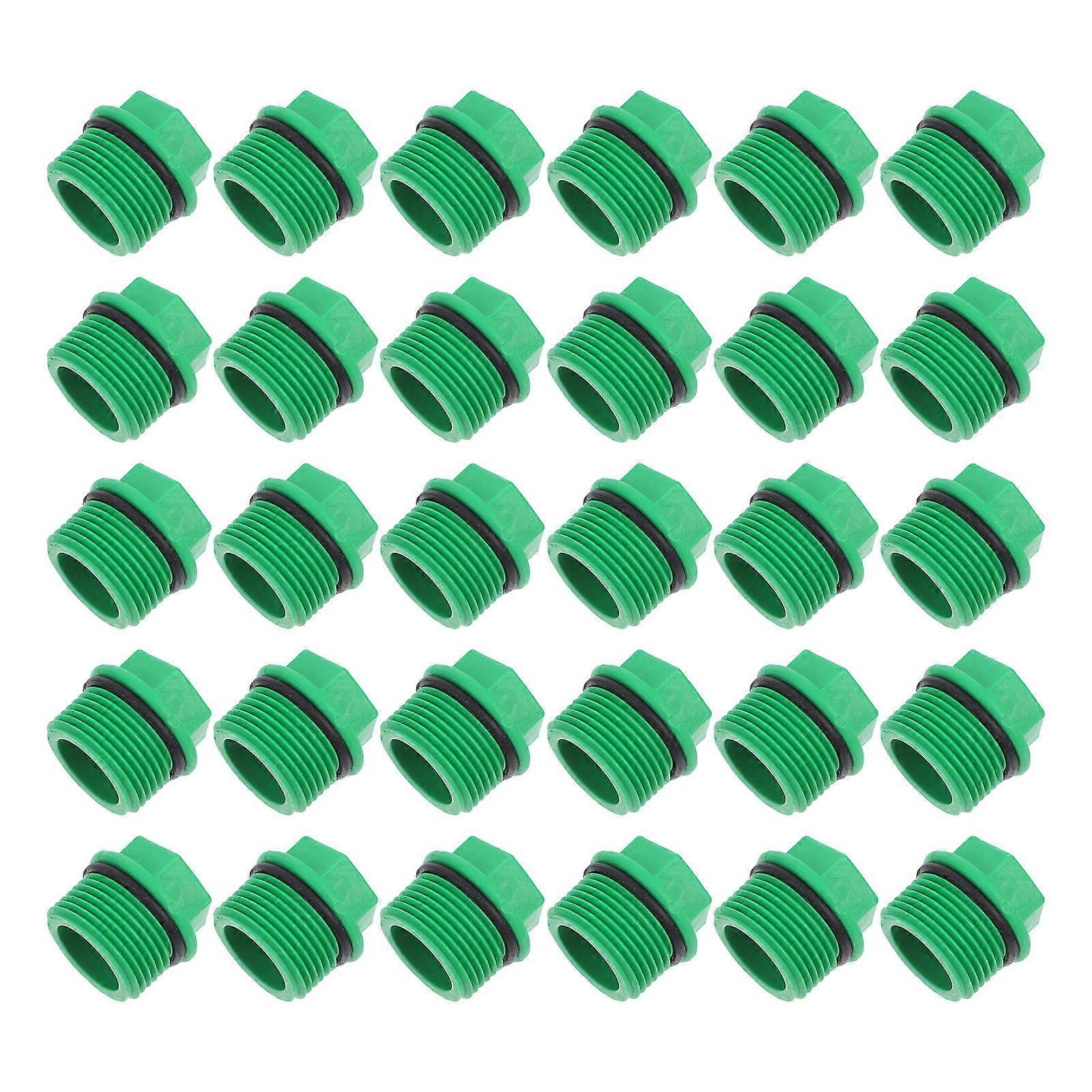 PVC Pipe End Cap Plug 30Pcs Irrigation Fittings Garden Irrigation Hexagonal Green PPR Leak Prevention