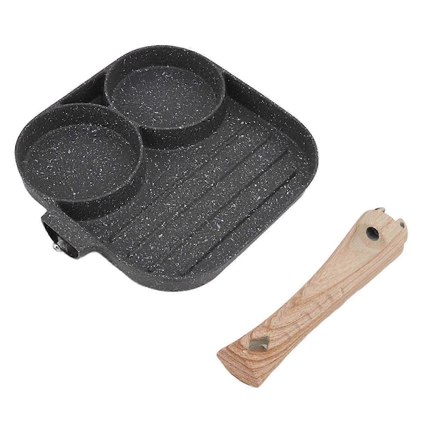 2-in-1 Divided Frying Grill Pan & Fried Egg Cooker - Aluminum Alloy Frying Pan with Handle for Omelets, Bacon & Burgers