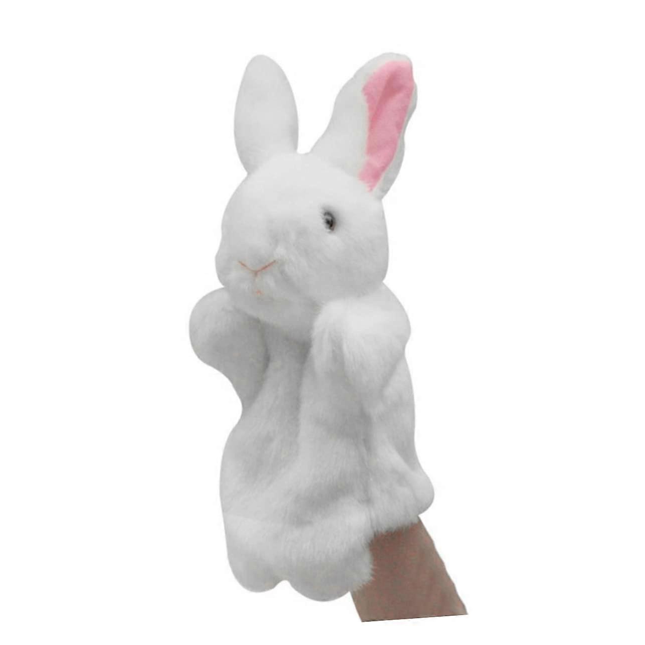 Classic White Rabbit Plush Hand Puppet Toy for Interactive Storytelling and Role Play for Kids and Parents