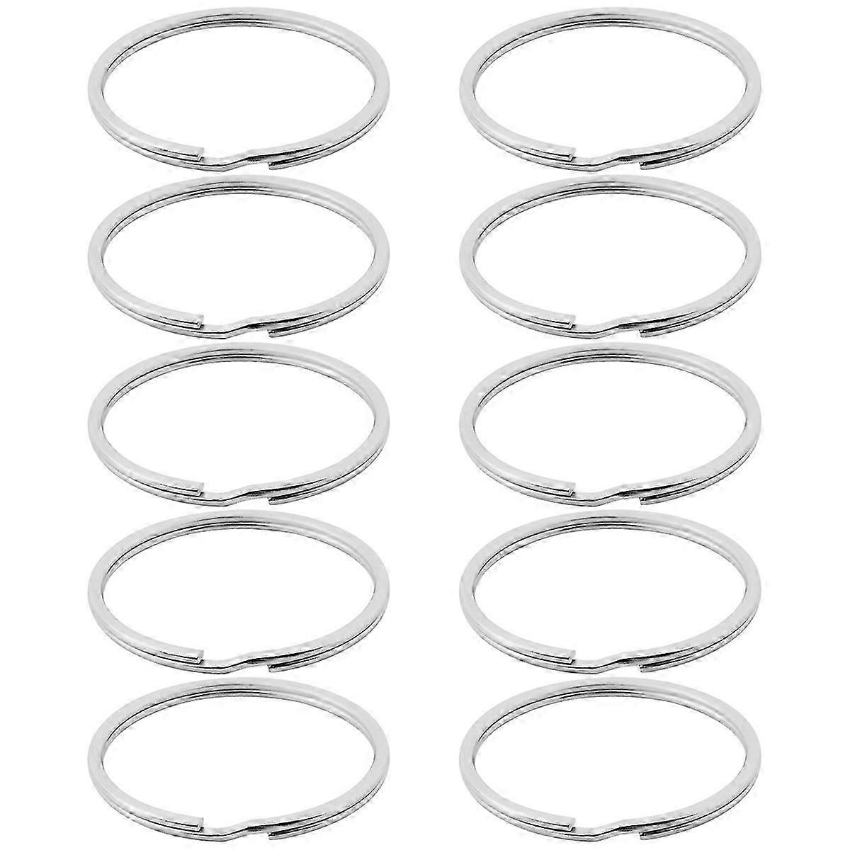 New 10X Quality 50Mm Keyring Split Ring Set - Heavy Duty Large Nickel Key Loop with Sprung Hoop for Keychains