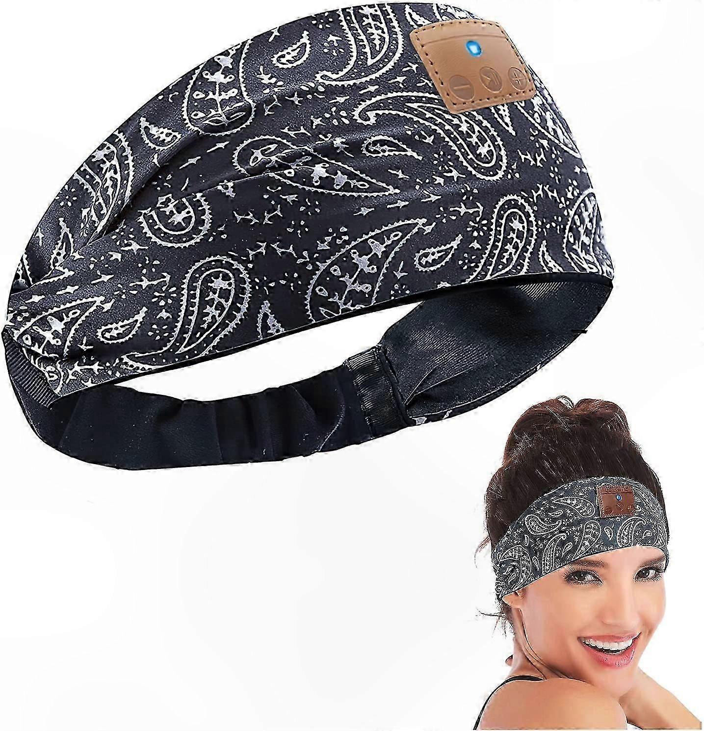 スリープヘッドフォンBluetoothヘッドバンド、女性男性用ワイヤレスミュージックスリーピングヘッドフォン、Bluetooth付き通気性音楽ヘッドバンドヘッドフォン(ブルー)