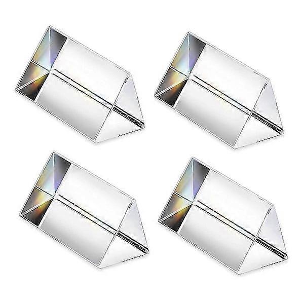 4 pcs Clear Triangular Prism for Rainbow Light Crystal Optical Prisms Glass Physics Teaching Refraction