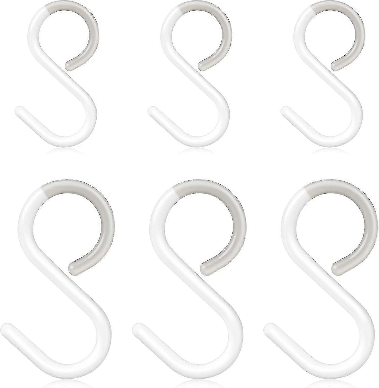 6 Pcs Flexible Plastic Hooks, 2.5/3.5 Inch S Hooks, S-Shaped Closet Hooks, Small Quiet Hooks, Plastic S-Hooks