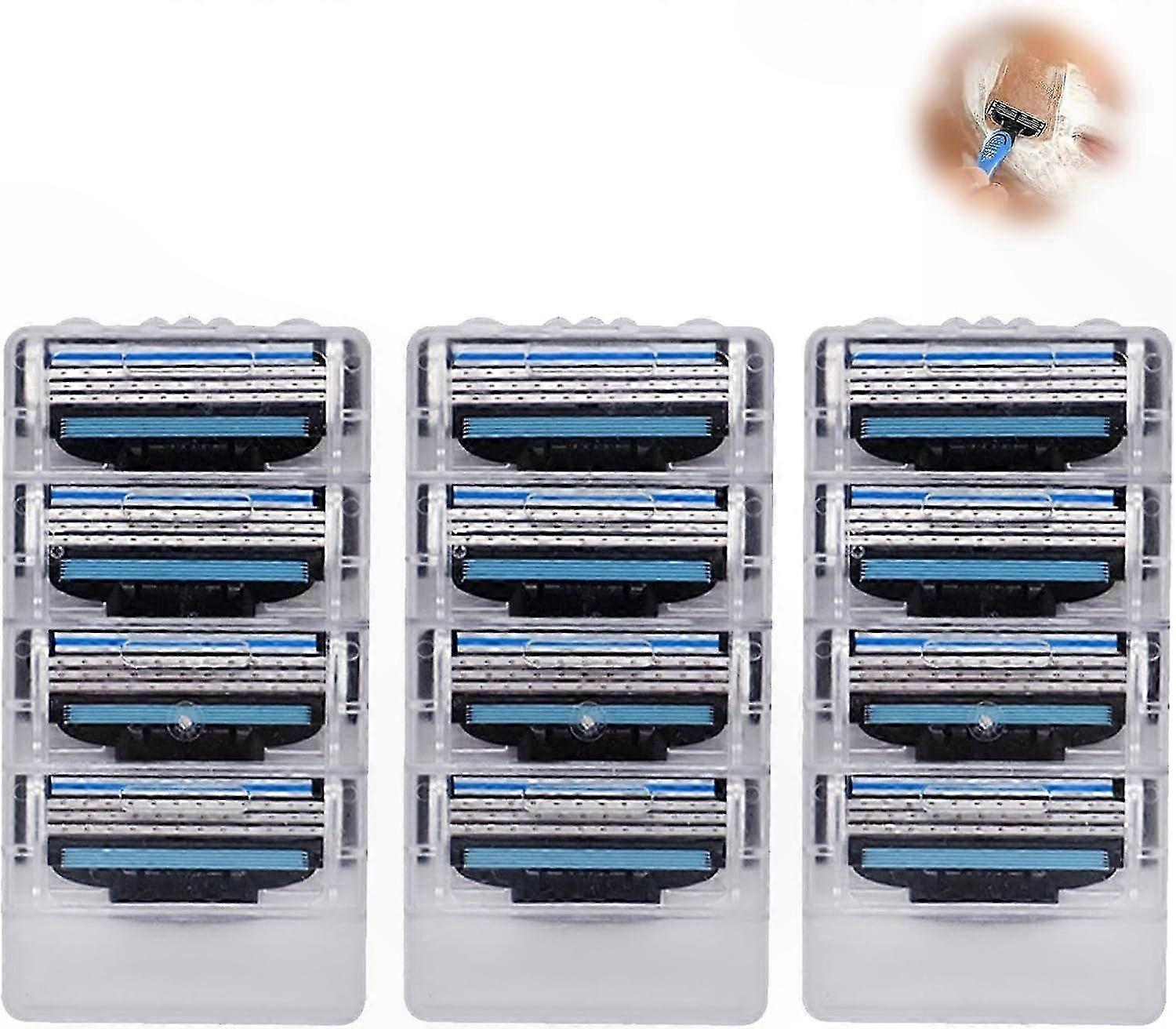 12 Men's Manual Razor Blades for Gillette Mach 3 Razors, 3-Ply Replacement