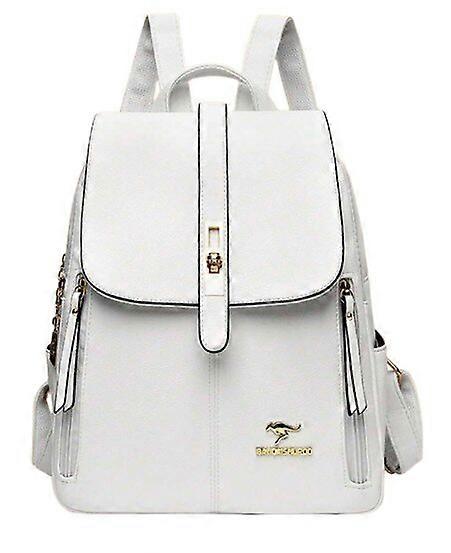 Ladies' backpack, SMU015 - 4, white artificial leather