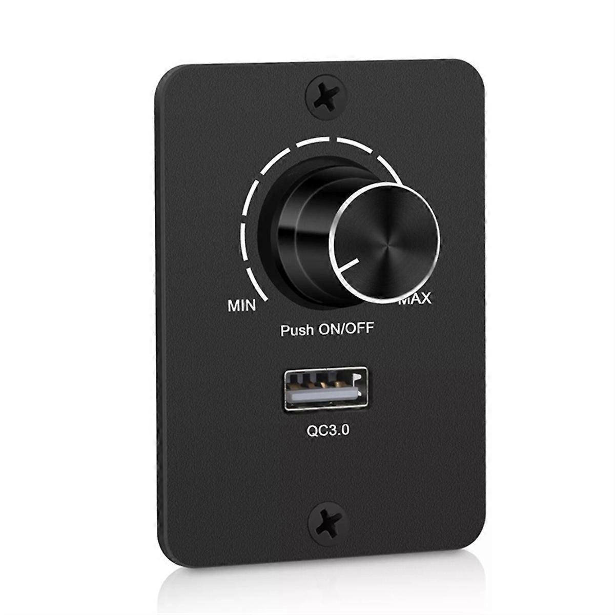 DC 12-24V PWM Dimmer Switch for RV & Boat 5A Adjustable Light Controller with QC 3.0 USB Charging Port