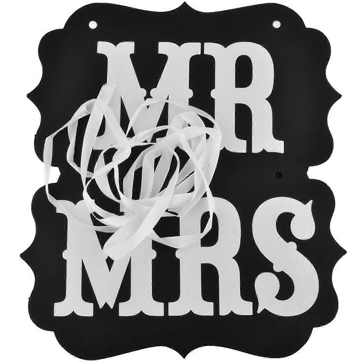 Photo Props for Wedding Use Black Paper and Ribbon Set of 2 Includes Signs and Ribbons 1
